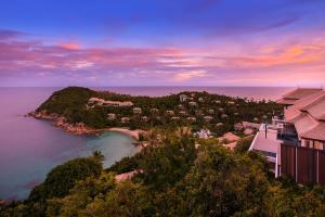 an aerial view of a small island in the ocean at Banyan Tree Samui in Lamai
