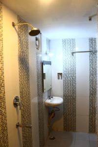 a bathroom with a sink and a shower at Twelfth 9ight in Nager Bazaar