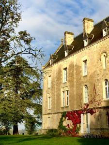 a large stone building with a black roof at Château Fauchey in Cardan