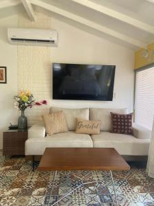 TV a/nebo společenská místnost v ubytování Cozy studio with private spa