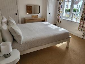 a bedroom with a bed and a television in it at Pebble Cottage in Worthing