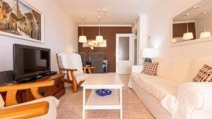Telewizja i/lub zestaw kina domowego w obiekcie 797 HOLIDAY RENTALS - Piso para 4 con amplia terraza al jardin y al mar