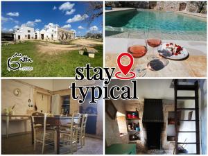 een collage van foto's met een huis en een zwembad bij Masseria La Gatta Matta in Noci