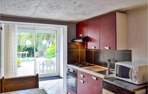 cocina con fregadero y fogones horno superior en Cozy Apartment In Chambornay-ls-pin With Outdoor Swimming Pool, 