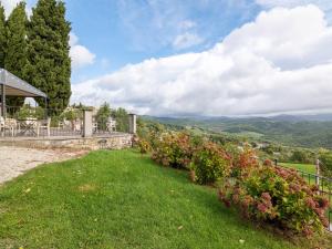 a garden with a view of the mountains at Historic farmhouse in Caprese Michelangelo with Pool in Caprese Michelangelo