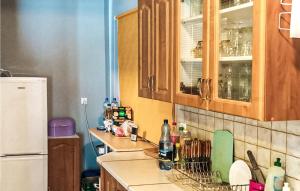 a kitchen with a sink and a refrigerator at 2 Bedroom Cozy Home In Pasym in Pasym