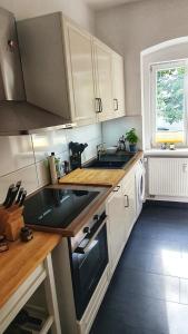a kitchen with a sink and a stove top oven at Apartment Ida in Berlin
