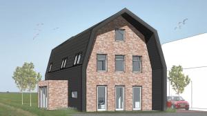 a rendering of a house with a black roof w obiekcie Bed and Breakfast Oomes Huus w mieście Den Hoorn