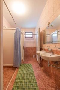 y baño con lavabo, ducha y espejo. en Eco Rural Tourism Association Skorenovac, en Skorenovac