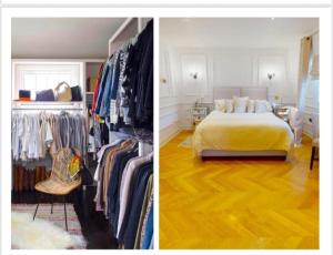 two pictures of a bedroom with a bed and a closet at 4 Bedrooms Villa, Hugh Street Central London in London