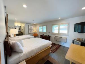 a bedroom with two beds and a flat screen tv at The Astro in Santa Rosa