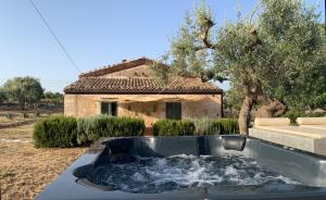 a pool of water in front of a house at Casa Farfaglia in Noto