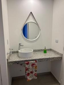 a bathroom with a sink and a mirror at LUAN 1RO in Puerto Madryn