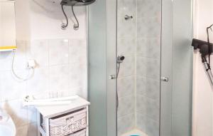 a bathroom with a shower and a sink at Awesome Home In Biskupiec With 2 Bedrooms And Wifi in Wilimy