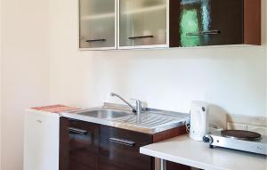 a kitchen with a sink and a counter top at Holiday Home Morag Kretowiny Iii in Pojezierce