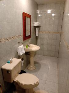 a bathroom with a toilet and a sink at La Casa Rosa Guanajuato in Guanajuato +31 photos