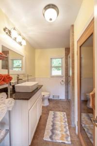 a bathroom with a sink and a toilet at River Runs Through It -Cottage on 70 Acre Winery in Mount Airy