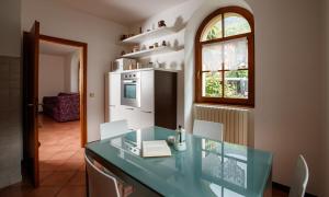 cocina con encimera de cristal y ventana en IL COM0' DELLA CIVETTA - La casa di Dorina, en Stazzona
