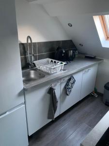 a kitchen with a sink and a counter top at Voltaire 7 hyper-centre in Saint-Quentin