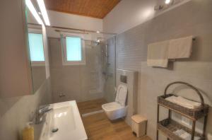 a bathroom with a sink and a toilet and a shower at Anna Pension in Liapades