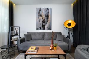 A seating area at The Grey Apartment