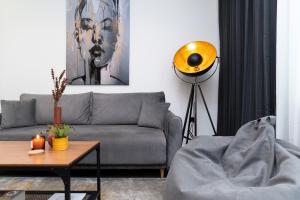 A seating area at The Grey Apartment