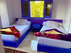 a room with two beds and a window at Ghalia Guest House in Aswan