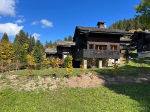 a house on top of a hill with trees at Le Chalet de Nabor in Les Gets