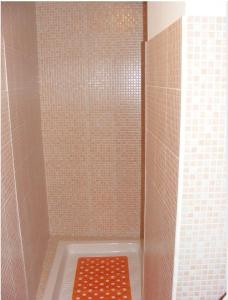 a bathroom with a shower with a bath tub at Antico Borgo in Casole Bruzio