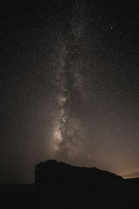 a starry night with the milky way at Desert Dream Camp in Wadi Rum