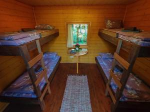Pokój z 3 łóżkami piętrowymi i oknem w obiekcie Atsikivi Puhketalu w mieście Häädemeeste