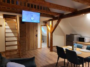 Telewizja i/lub zestaw kina domowego w obiekcie Apartamenty Komarno 46 Jacuzzi&Sauna