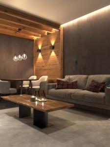 uma sala de estar com um sofá e uma mesa em Woodside apartments Kopaonik em Kopaonik