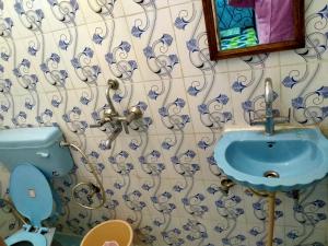 y baño con lavabo, aseo y espejo. en Golden Dreams Guest House, en Jodhpur