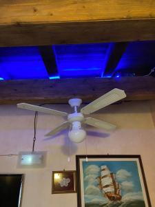 a ceiling fan is hanging from a blue ceiling at Antico Borgo in Fornelli
