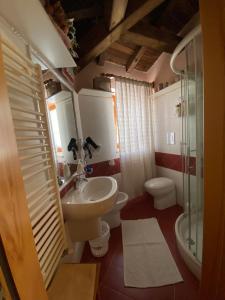 a bathroom with a sink and a shower and a toilet at Antico Borgo in Fornelli