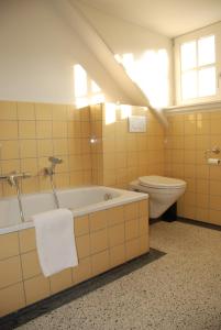 bagno con vasca e servizi igienici di Vakantiehuis De Vorster Pastorie a Broekhuizenvorst