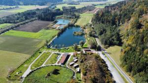 an aerial view of a park and a river at Ferienwohnungen Rosi in Kleblach +53 photos