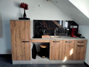 a bathroom with a sink and a counter with a sink at Love Room à Montargis in Montargis