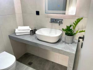 a bathroom with a sink and a toilet at Noi leisure stay 3 in Neoi Epivates