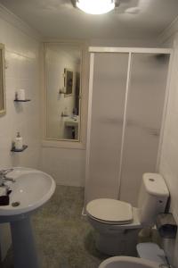W łazience znajduje się toaleta, umywalka i prysznic. w obiekcie CASA DEL VIDRIO w mieście Castril