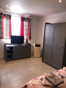 1 dormitorio con 1 cama y vestidor con TV en ZF IMMERSION en Marsella