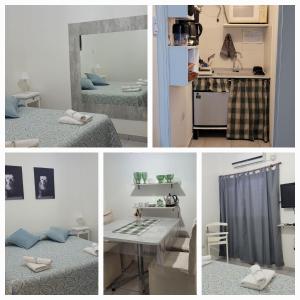 卡塔馬卡的住宿－DEPARTAMENTO A&F II ALQUILER TEMPORARIO，厨房和卧室的四幅照片拼合在一起