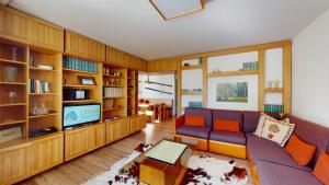 sala de estar con sofá y TV en St. Moritzerhof 51, en St. Moritz