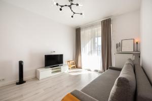 Televízia a/alebo spoločenská miestnosť v ubytovaní Ingenious Wilanów Oasis Apartment