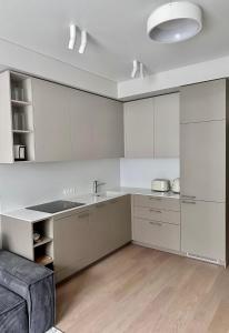 Köök või kööginurk majutusasutuses Naujai įrengti pušyno apartamentai - bekontaktis įėjimas
