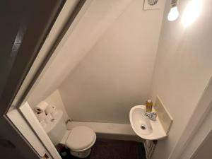 a small bathroom with a toilet and a sink at 2 bed hengrove in Brislington