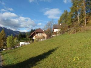 een huis op een heuvel met een grasveld bij Vila Familyparadise Bergstrasse in Sankt Michael im Lungau