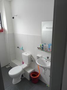 uma casa de banho com um WC e um lavatório em Homestay UmahMak em Bandar Puncak Alam