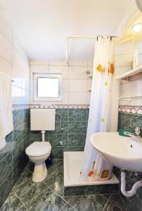 a bathroom with a toilet and a sink at Apartments Jera- barbecue in Sevid